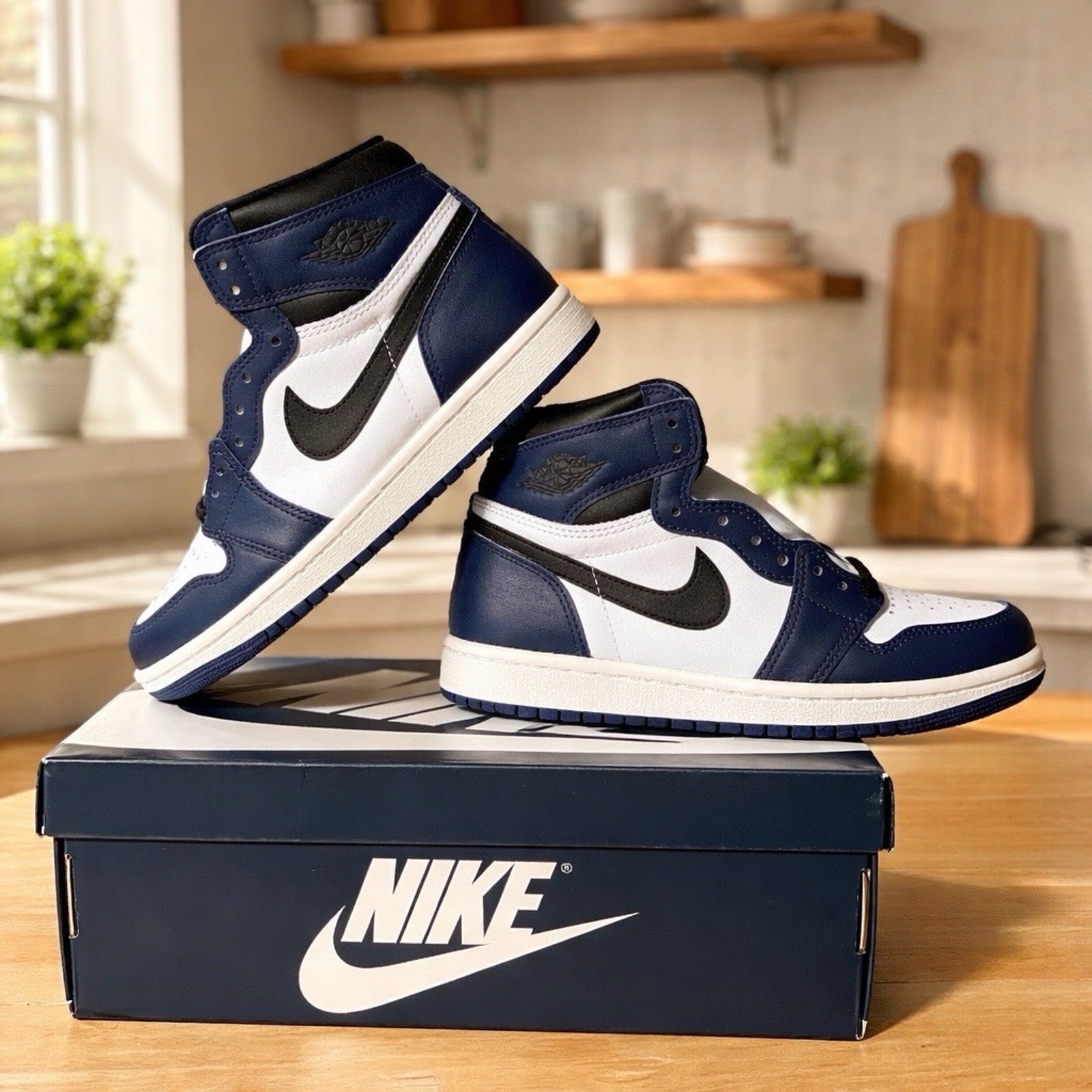 Air Jordan 1 Retro High Og Midnight Navy Black And White Size 4.5 Mens 6 Womens